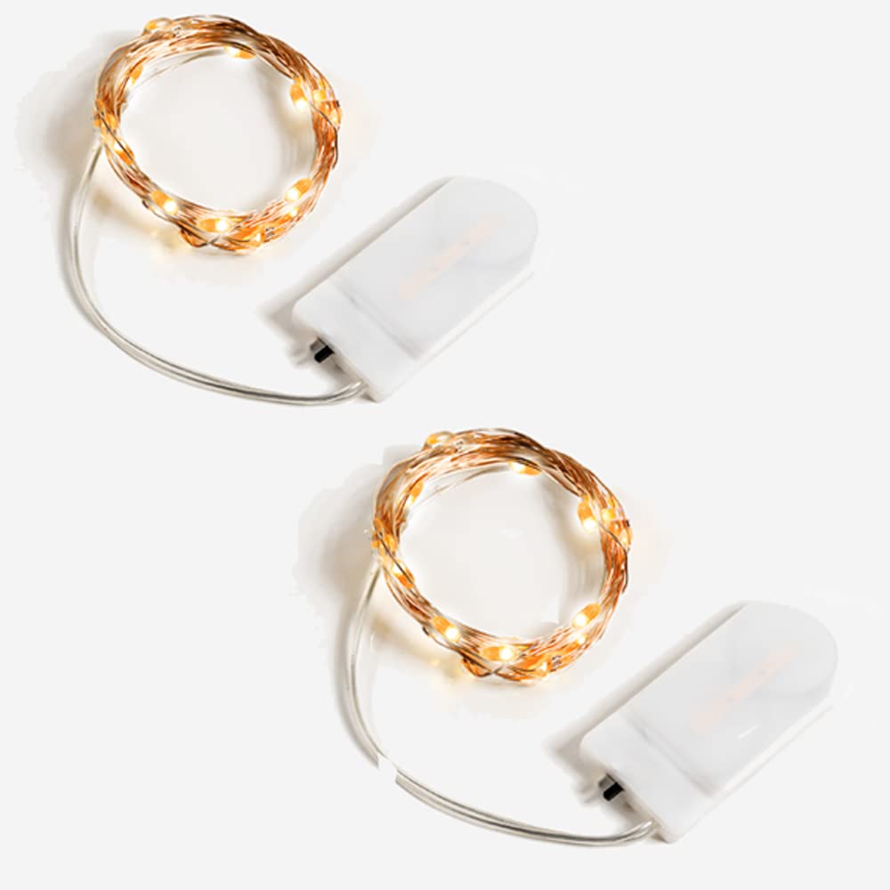 LAC 2Pack Battery Operated LED Fairy Lights - 7Ft 20 Mini String Lights for Bedroom, Dorm Room Decor, Indoor Christmas & Wedding Party - Perfect for DIY Crafts, Gift Wrapping, and Cozy Ambiance