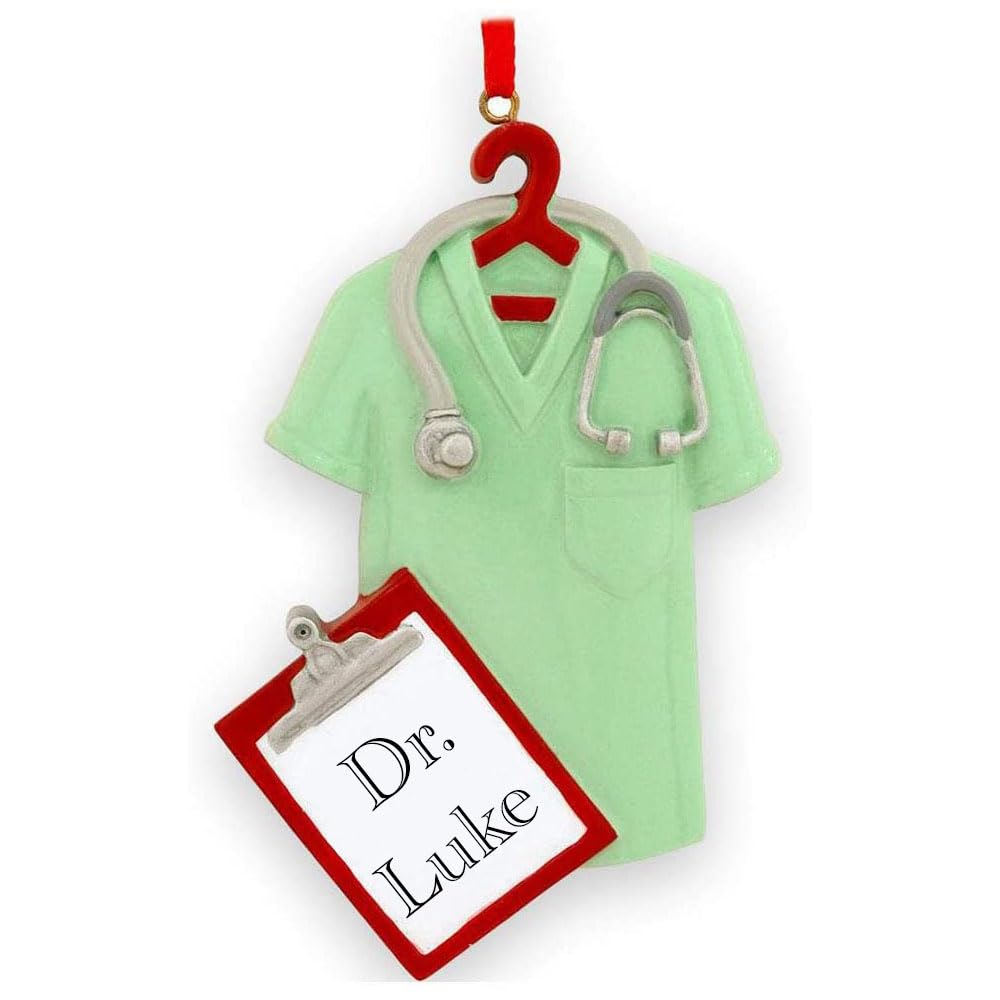 Personalized Doctor & Nurse Christmas Ornament - Custom Name Medical Scrubs Tree Decoration for Holiday Gifts, Office Party & Healthcare Appreciation