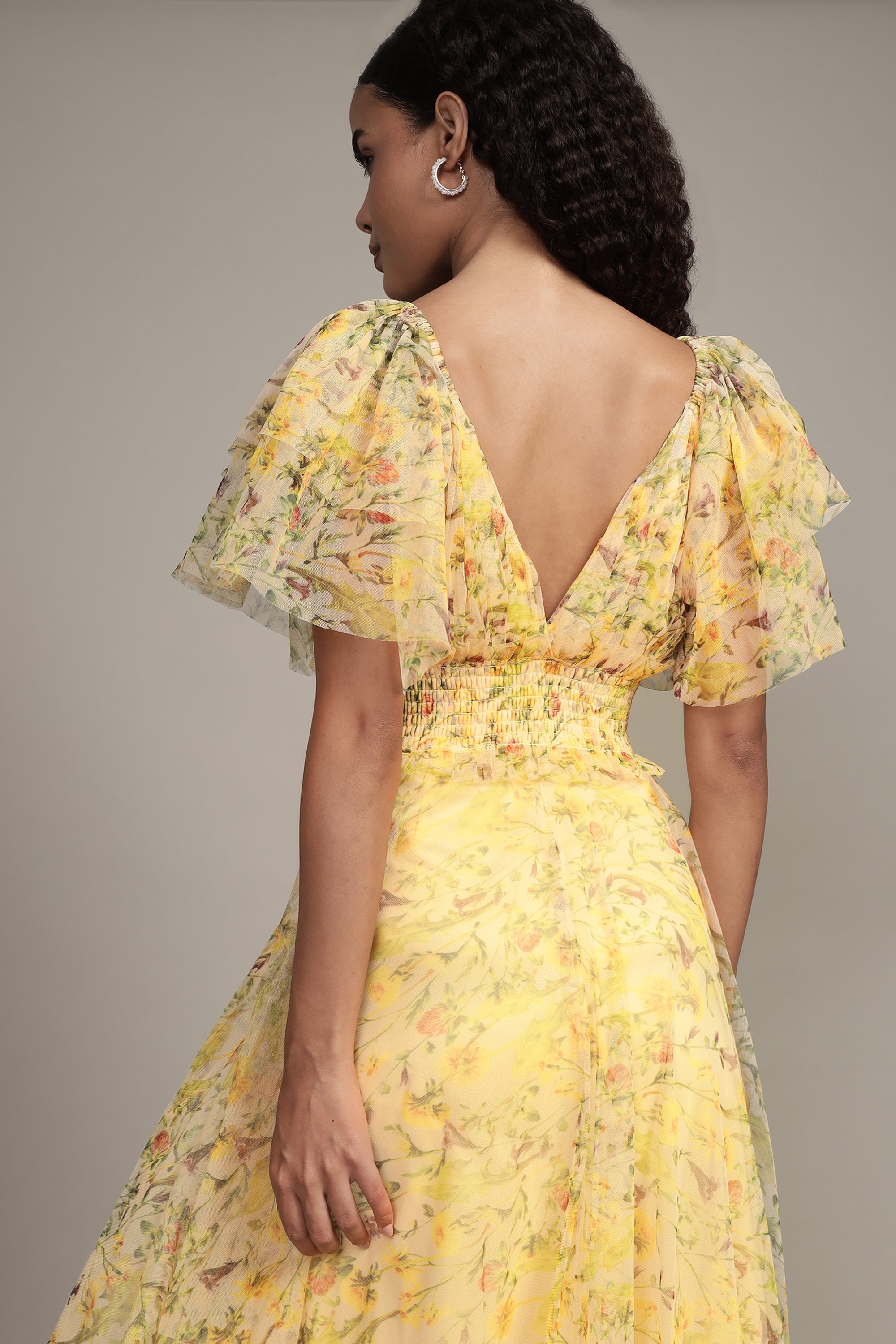 Shelby Yellow Printed Maxi Dress for Women - Flowy Summer Beach Dress with Pockets, Boho Chic Long Dress for Vacations, Parties & Date Nights