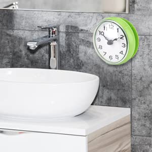 Waterproof Suction Cup Wall Clock for Bathroom & Shower - Green Digital Clock with Clear Display for Kitchen, Spa, Pool & Gym Use