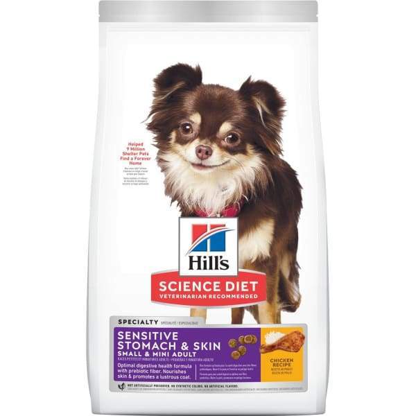 Hill's Science Diet Adult Sensitive Stomach & Skin Small Bites Dry Dog Food - Chicken Recipe, 4 lb Bag - Digestive Care & Skin Health for Small Breed Dogs - Perfect for Indoor Pets with Food Sensitivities