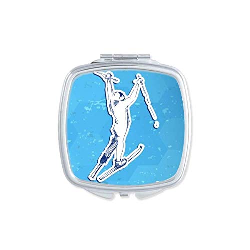 DIYthinker Portable Double-Sided Mirror with Winter Sport Snowboarding Watercolor Design - Compact Pocket Makeup Mirror for Travel, Gym & Home Use