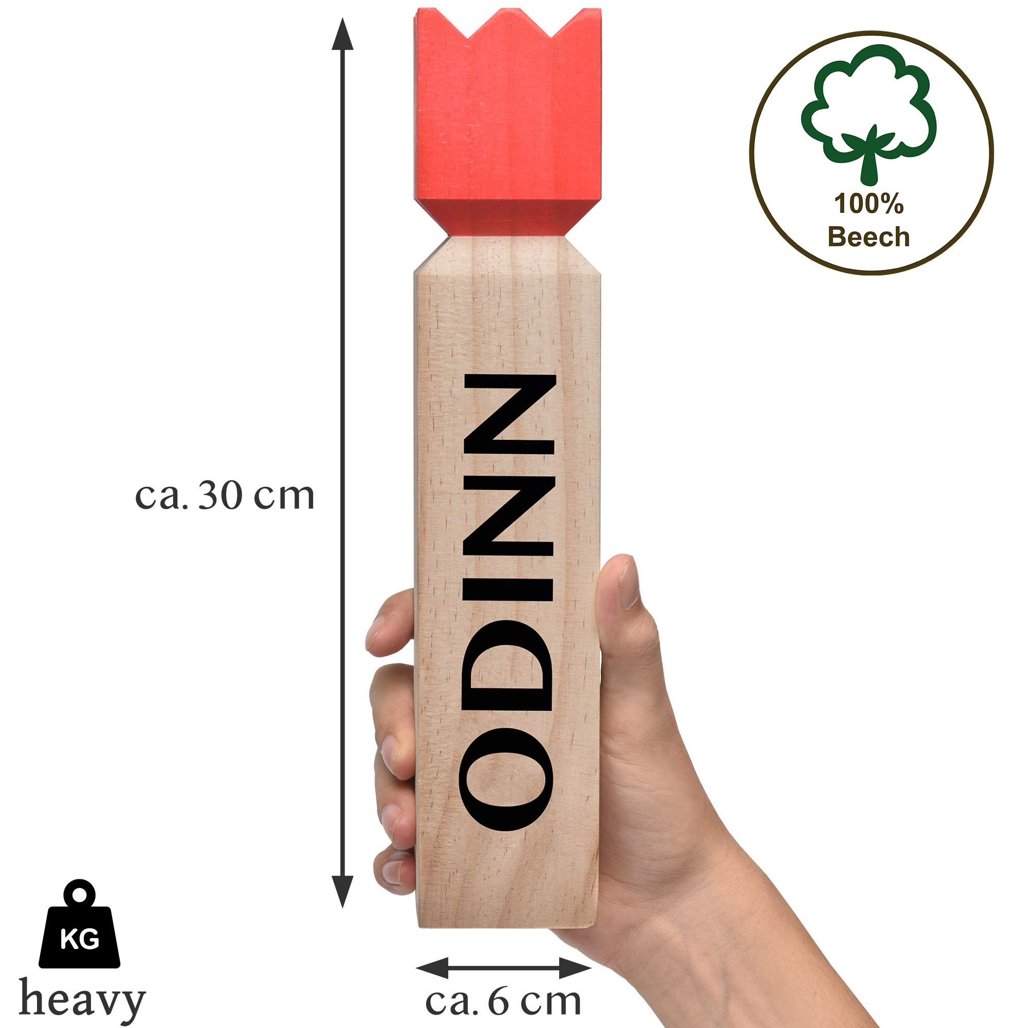 Odinn XXL Kubb Yard Game Set - Premium Viking Chess & Wooden Lawn Bowling Game for Adults & Kids - Outdoor Backyard, Beach, Camping & Picnic Fun - Includes Wooden Blocks & King Pin
