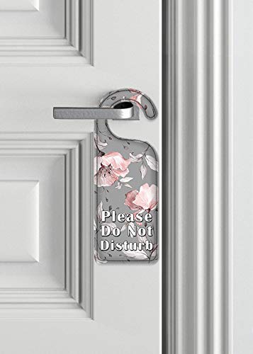 Art Plates Do Not Disturb Door Knob Hanger Sign - Gray & Pink Floral Design for Hotels, Bedrooms & Privacy - Perfect for Spa Days, Naps & Home Offices