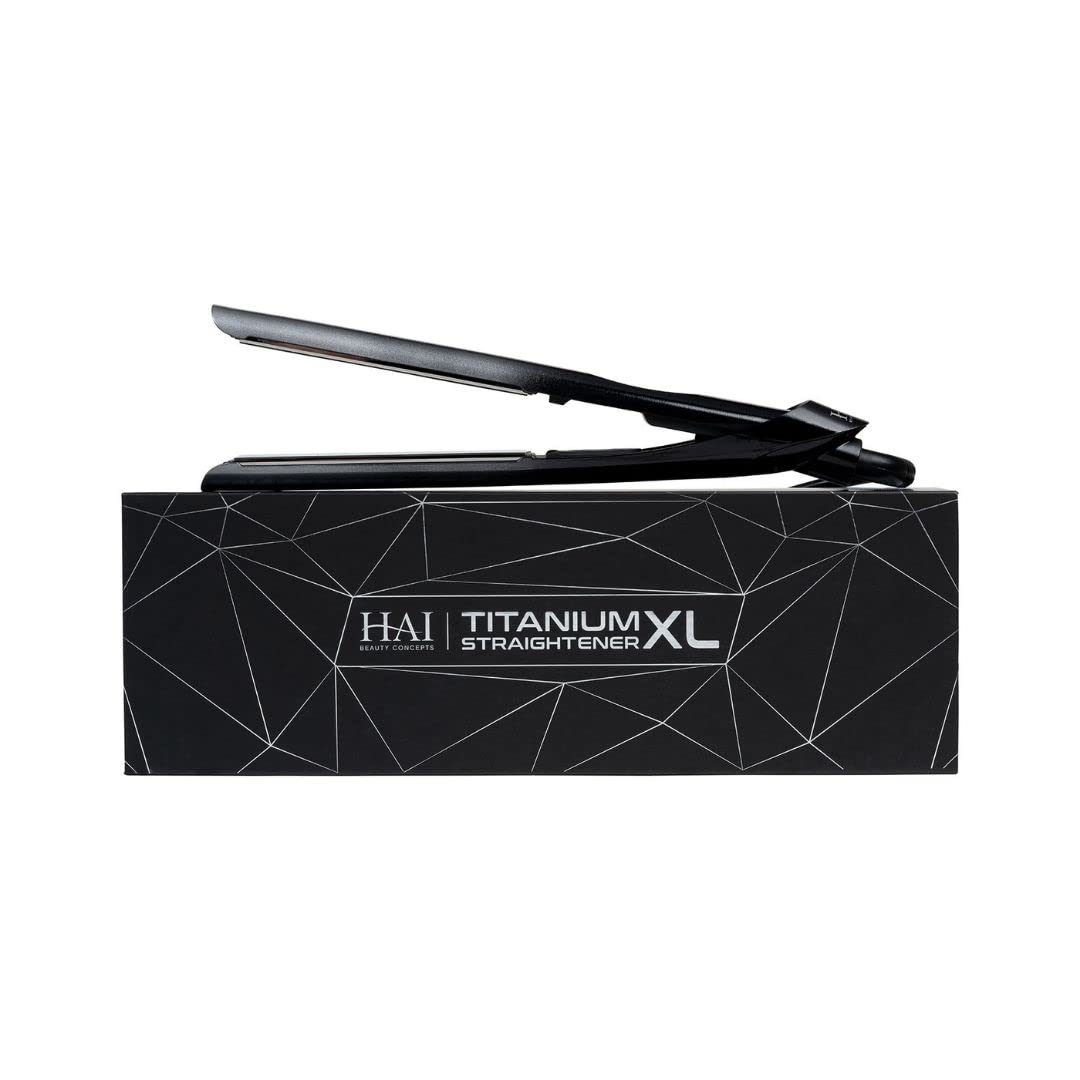 HAI Titanium XL Professional Flat Iron - Extra Long Plates Hair Straightener with Ionic Technology for Faster Styling | Salon-Grade Styling Tool for Smooth, Shiny Hair at Home or On-The-Go