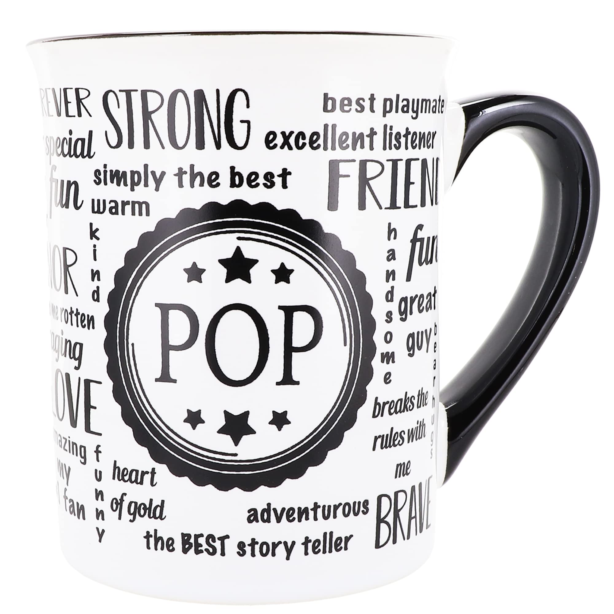 16oz Papa Pop Ceramic Coffee Mug - Insulated Travel Mug for Hot & Cold Drinks, Funny Gift for Dad, Grandpa, Men - Perfect for Office, Home Decor & Christmas Presents