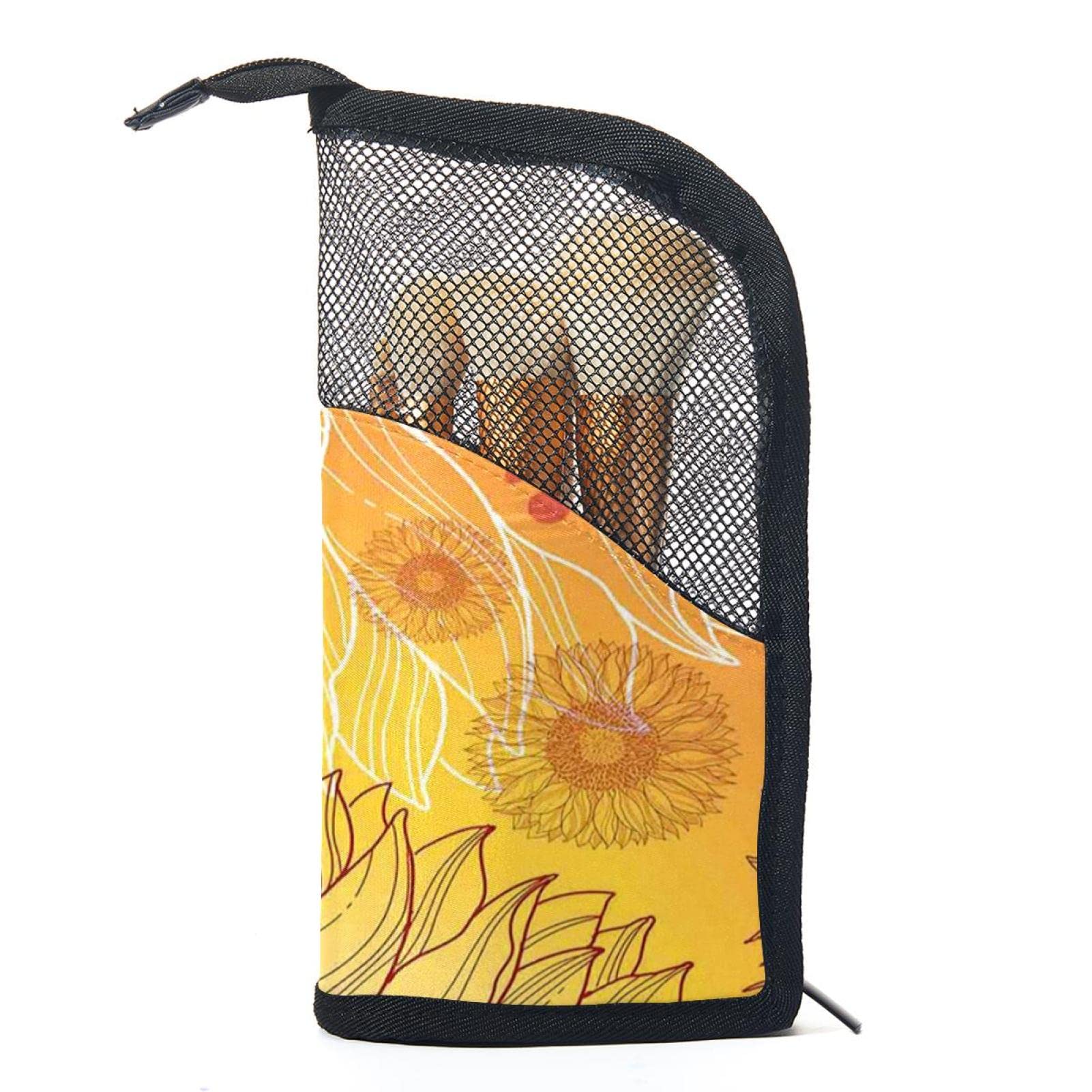 12-Piece Sunflower Makeup Brush Organizer Bag with Portable Holder Case - Perfect for Travel, Home & Professional Makeup Artists