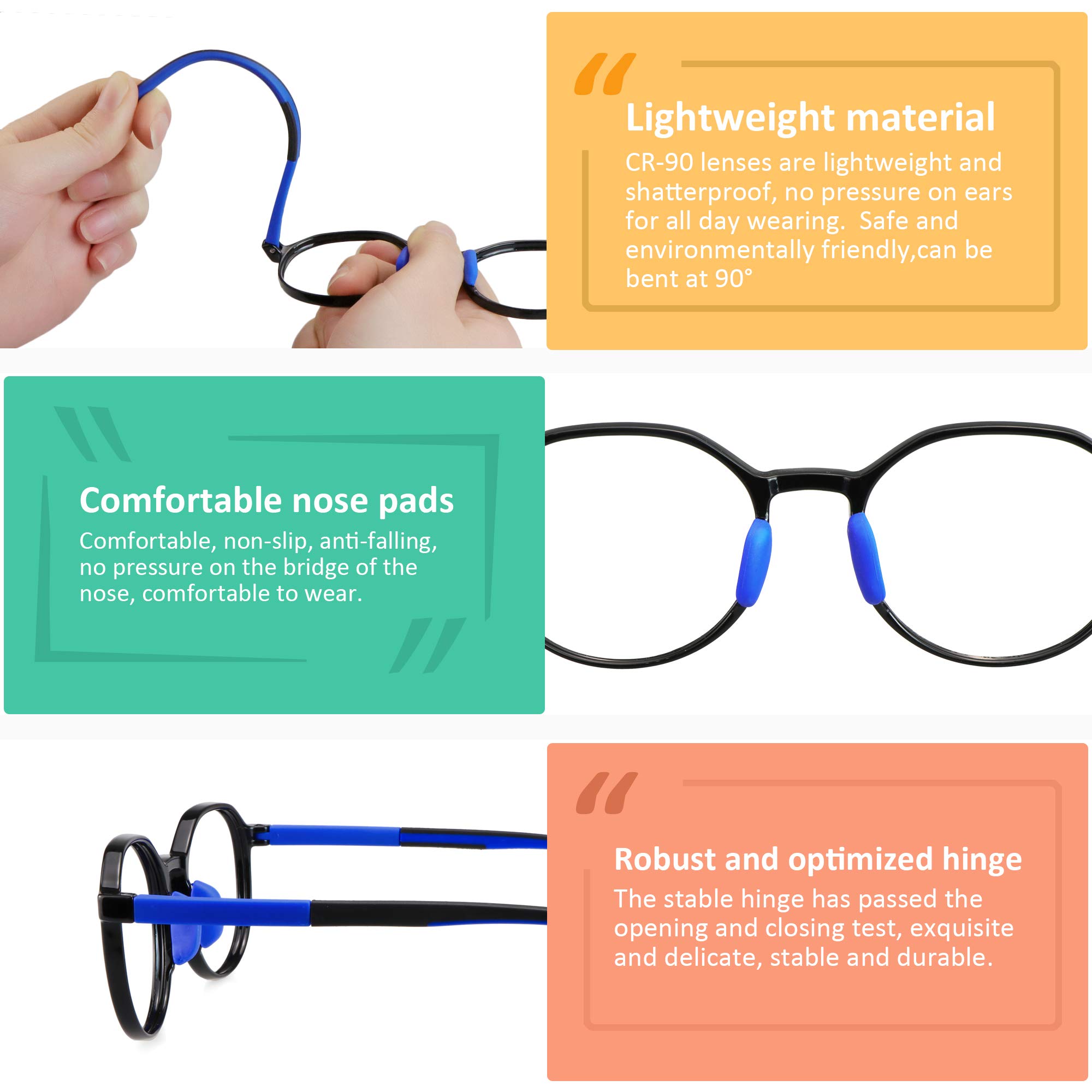 VisionGlobal Blue Light Blocking Glasses for Kids - Anti Eyestrain & Blurry Vision Protection - Computer Glasses with Anti-Glare Coating - Perfect for Online Learning & Gaming