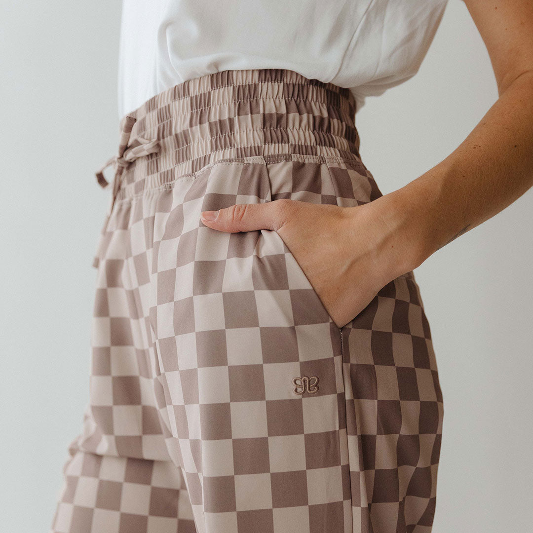 Stylish Audrey Checkered Brown Trousers for Women - Perfect for Office Wear & Casual Outfits