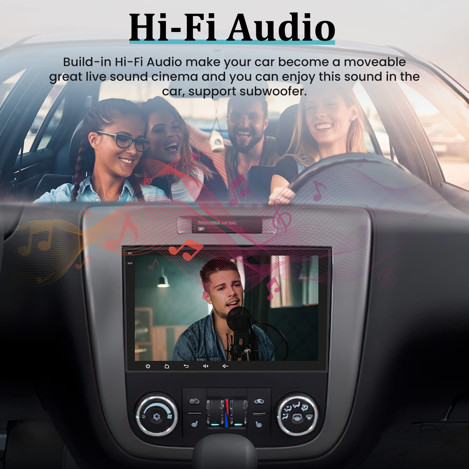 Chevy Silverado 2+64GB Android Car Stereo with Wireless Apple CarPlay & Android Auto - 2.5D Touchscreen GPS WiFi HiFi Radio for GMC Chevrolet Buick Hummer + AHD Backup Camera & Mic | In-Car Entertainment & Navigation System