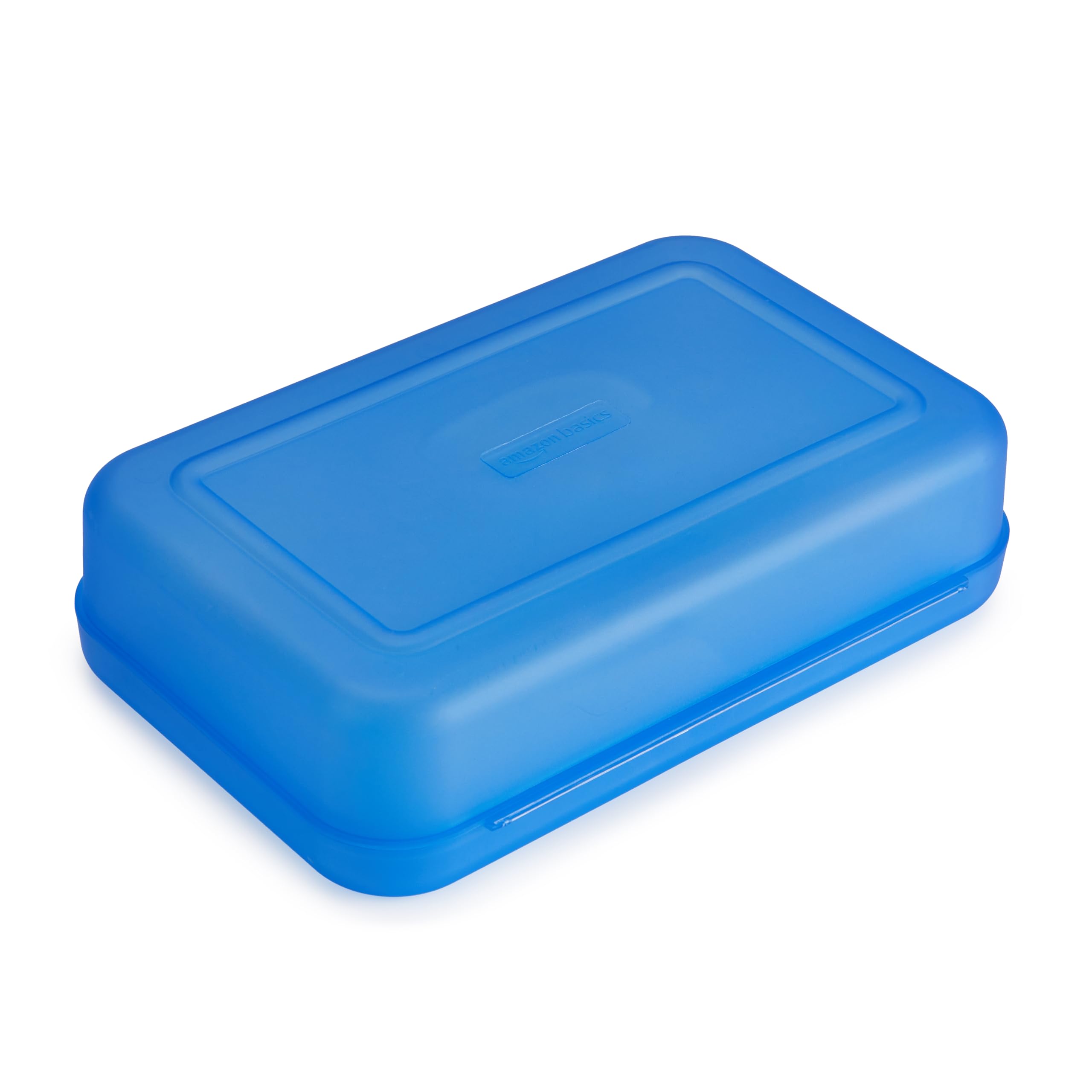 Amazon Basics Pencil Box - 1-Pack Blue Solid Plastic Storage Case for School, Office & Art Supplies | Perfect for Students, Teachers & Artists
