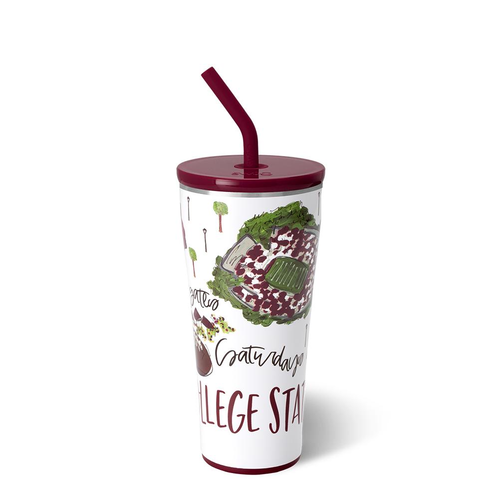 32oz Straw Tumbler for College Station - Insulated Stainless Steel Cup with Lid & Straw - Perfect for Campus Life, Tailgating & Outdoor Activities