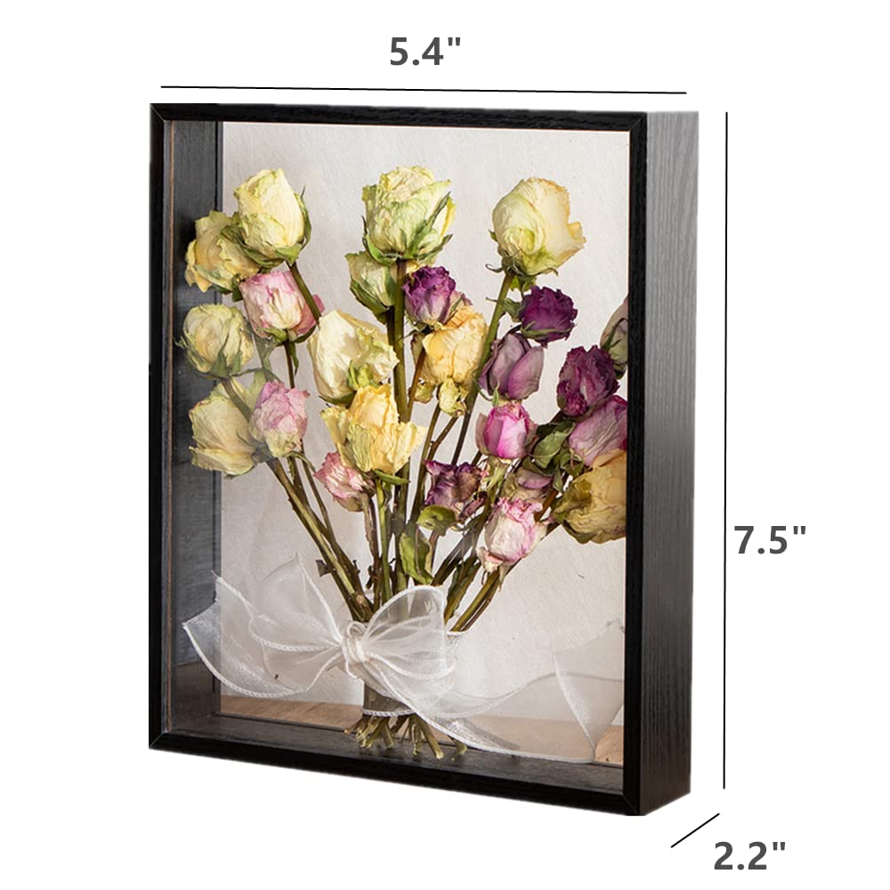 5x7 Shadow Box Frame Display Case - Wood Tabletop Memory Box with 1.6
