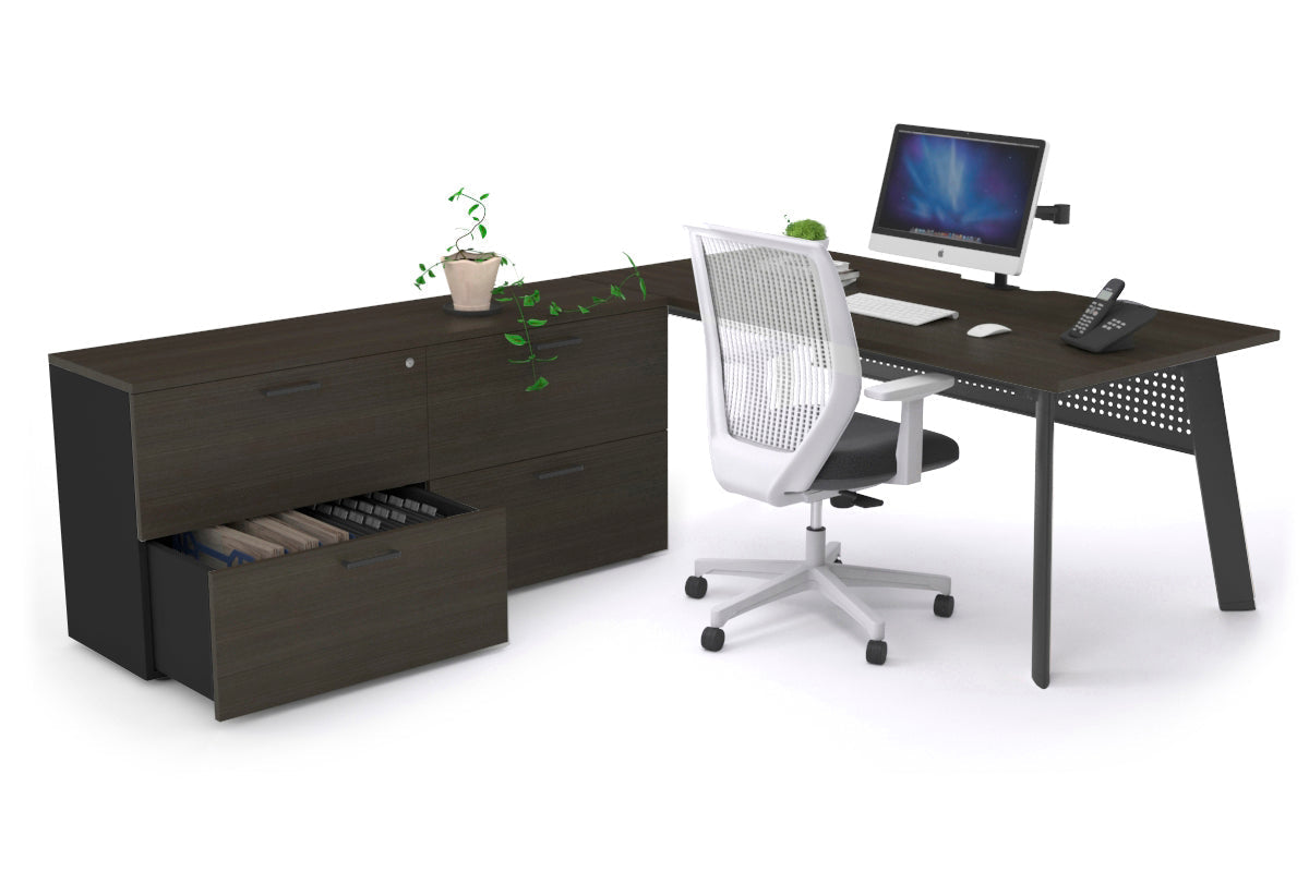 Switch Executive Setting With Uniform Spine Black Frame [1600L x 800W with Cable Scallop] - Premium Office Desk for Modern Workspaces