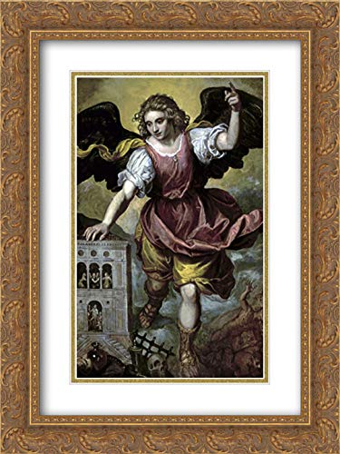 15x18 Gold Ornate Framed Mexican School Museum Art Print - Archangel St. Michael Religious Wall Decor for Home, Church & Office