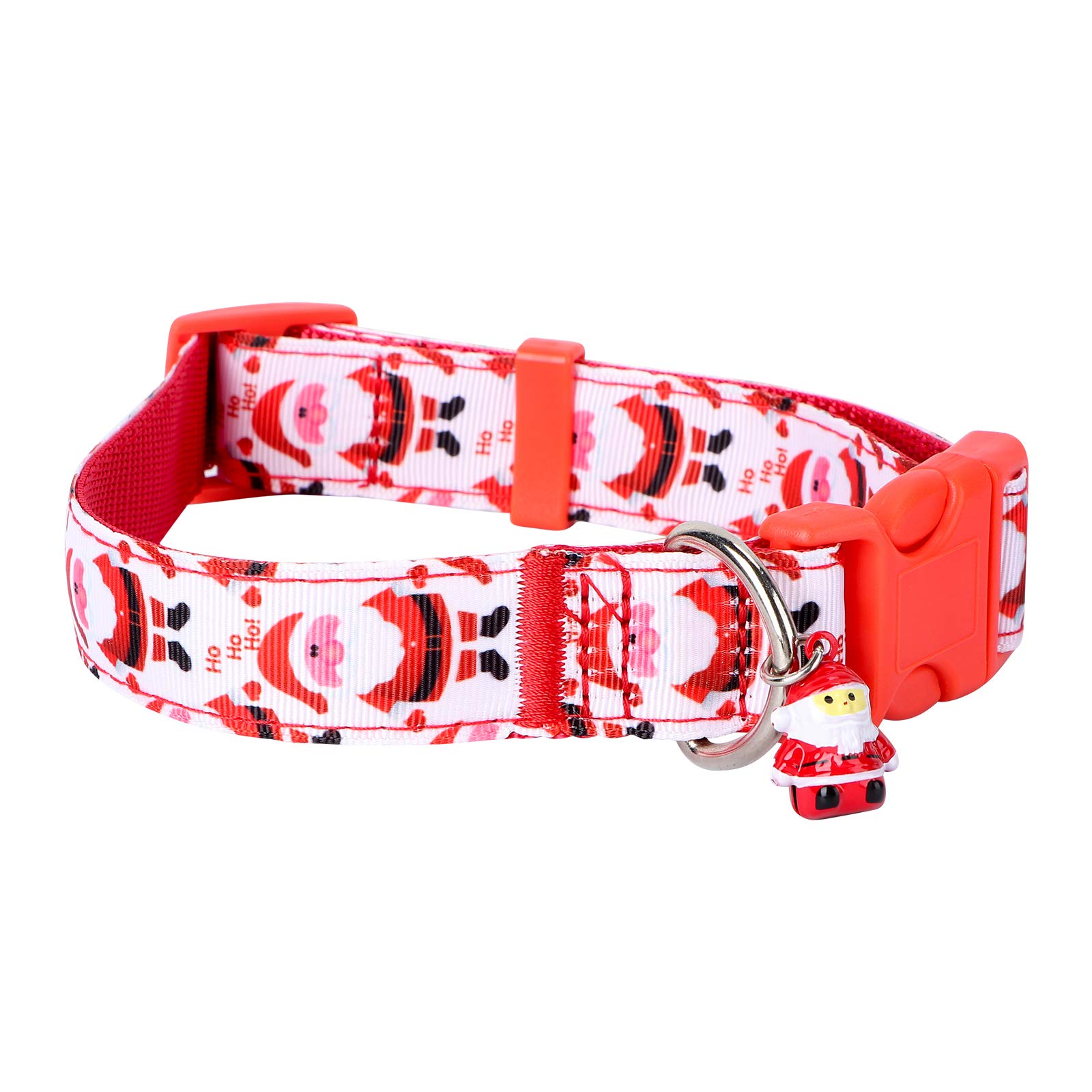 Santa Bell Pet Collar - Christmas Dog Collar with Jingle Bells | Nylon Adjustable Pet Necklace for Puppies & Small Dogs (Size L) | Perfect for Holiday Photos & Festive Pet Outfits