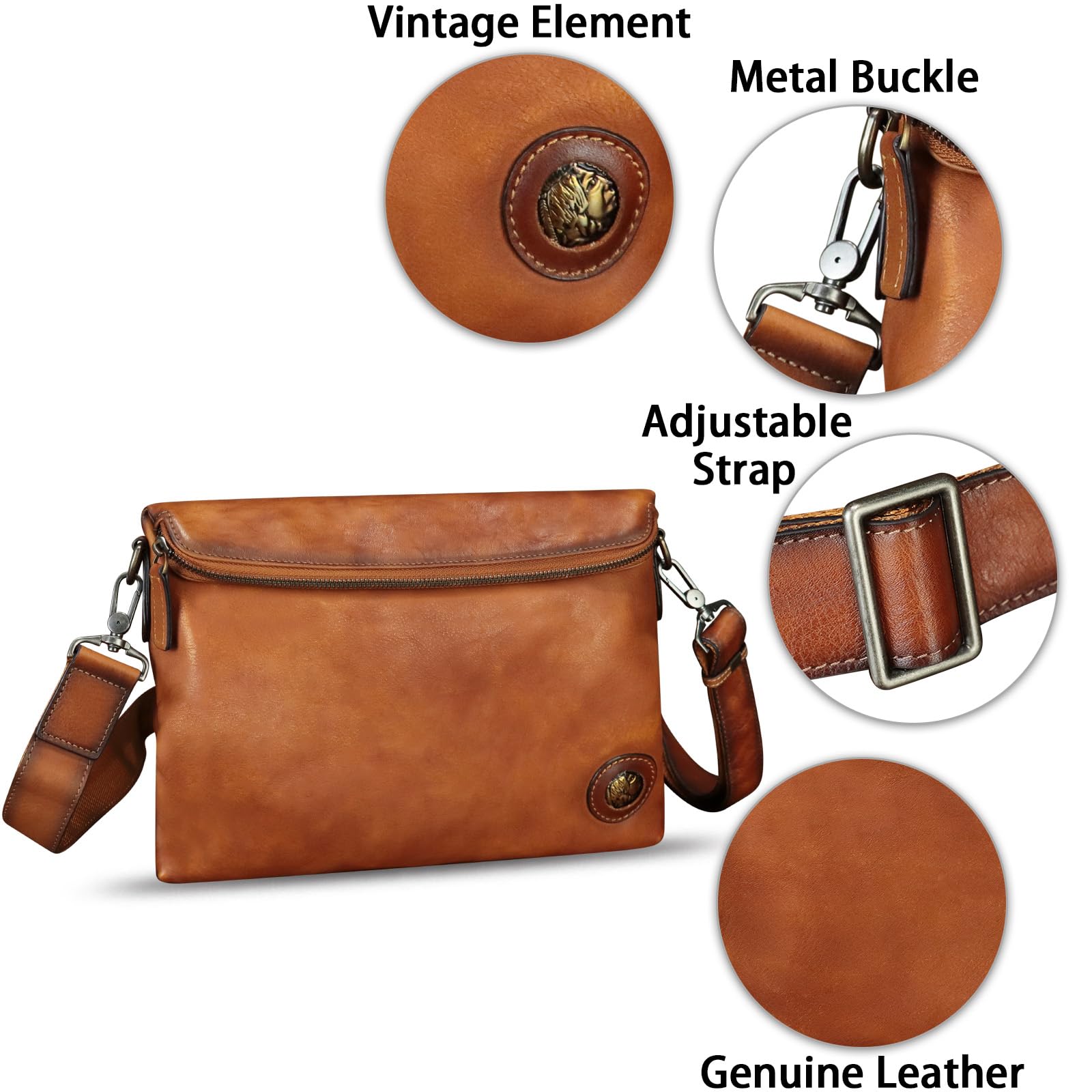IVTG Genuine Leather Messenger Bag & Crossbody Purse for Men & Women - Stylish Shoulder Satchel with Adjustable Strap - Perfect for Work, Travel & Everyday Use