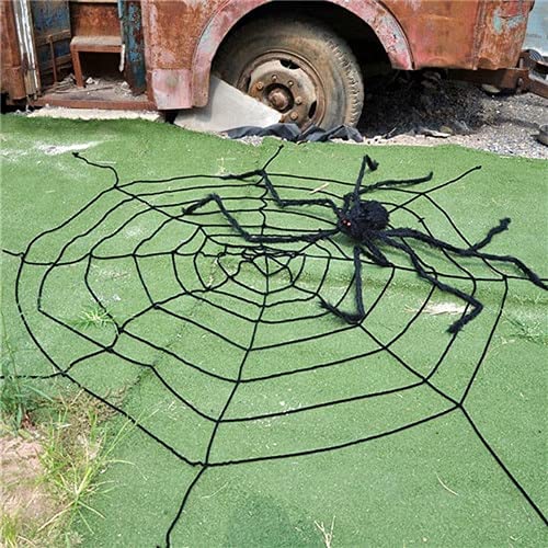 Stretchy Halloween Spider Web Decor - 1.5m Black Cobweb for Haunted House, Terror Party & Bar Decoration | Scary Spiderweb for Halloween Party, Home & Outdoor Decorations | Perfect for Halloween Decor, Spooky Yard Displays & Themed Events