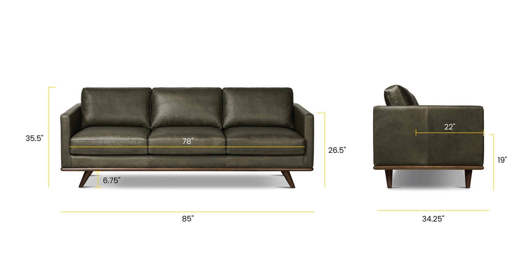 Modern Nolita Sofa - Comfortable Mid-Century Style Couch for Living Room, Lounge & Office - Perfect for Small Spaces & Apartment Decor