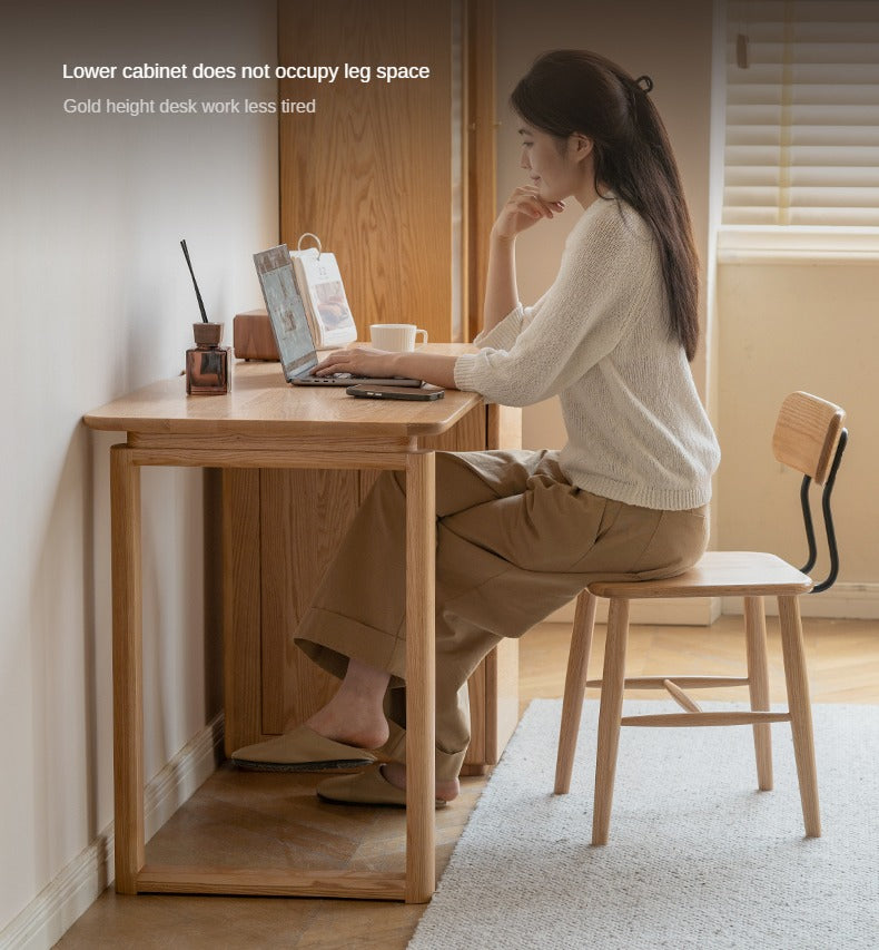 Oak Solid Wood Modern Study Table - Durable & Stylish Home Office Desk for Work or Study | Perfect for Small Spaces, Apartments & Remote Work