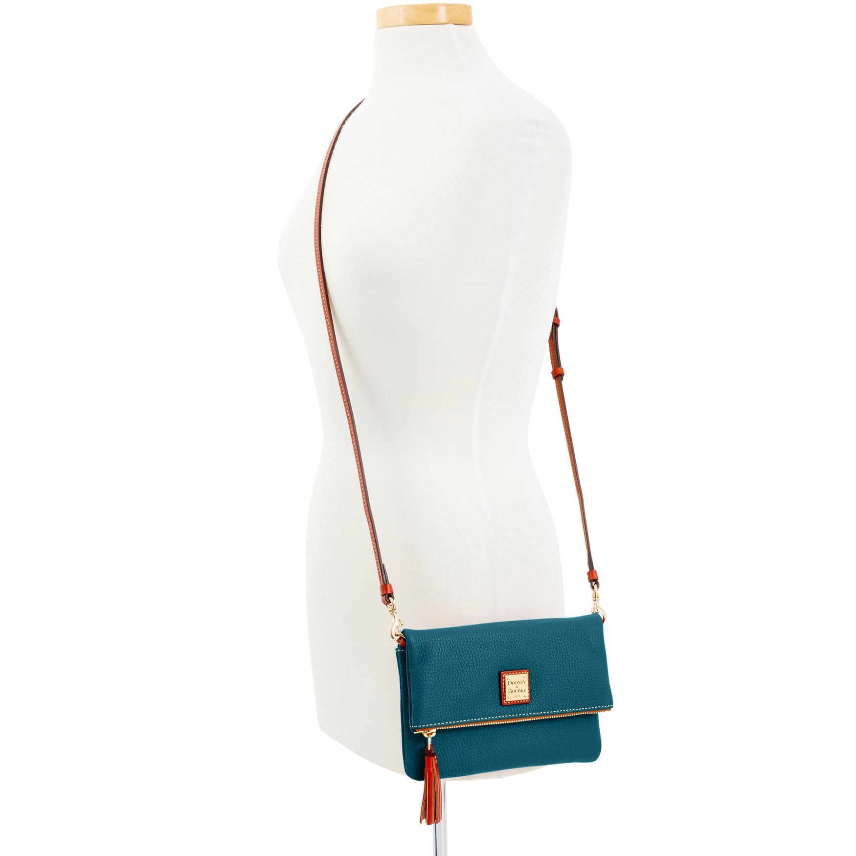 Dooney & Bourke Women's Small Pebble Grain Leather Foldover Crossbody Bag with Adjustable Strap | Fashionable Zip Purse for Everyday Use, Work & Travel