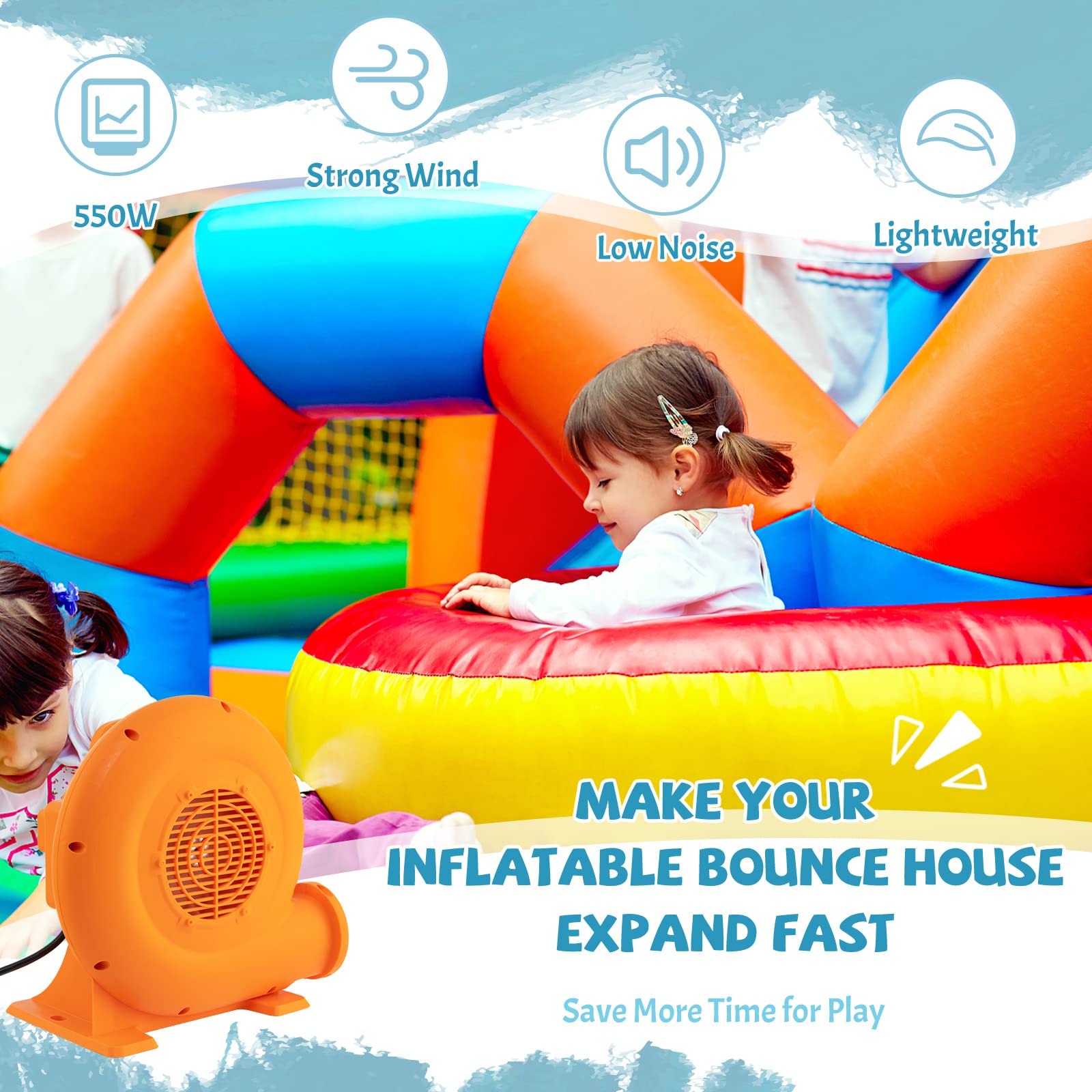 **HONEY JOY 6-in-1 Inflatable Water Slide for Kids - Bounce House with Climbing Wall, 2 Long Slides, Splash Pool & Water Cannons | Indoor & Outdoor Backyard Water Park (Includes 550W Blower) - Perfect for Summer Parties, Birthdays & Family Fun**