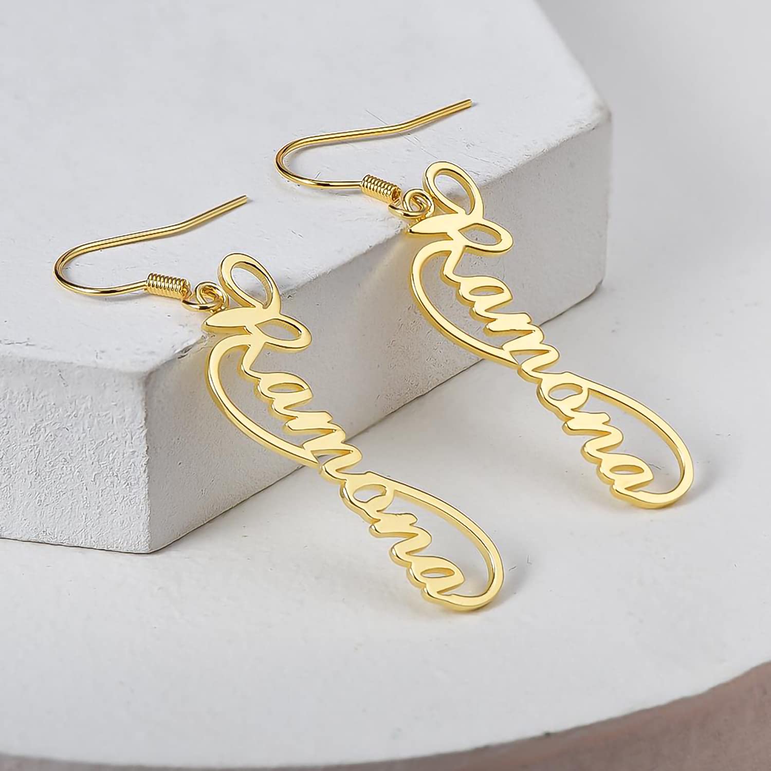 Personalized Name Earrings for Women - 10K, 14K, 18K Gold Custom Dangle Drop Earrings - Perfect for Birthdays, Anniversaries & Special Occasions