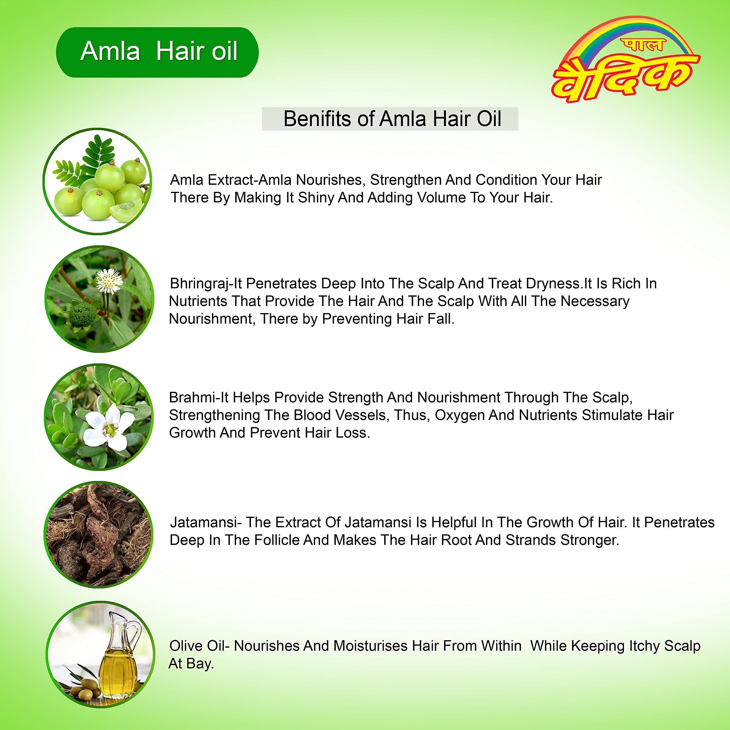Pal Vedic Amla Hair Oil 500ml - Natural Ayurvedic Hair Growth Treatment for Dry & Damaged Hair | Promotes Thickness & Shine | Perfect for Daily Hair Care & Scalp Massage