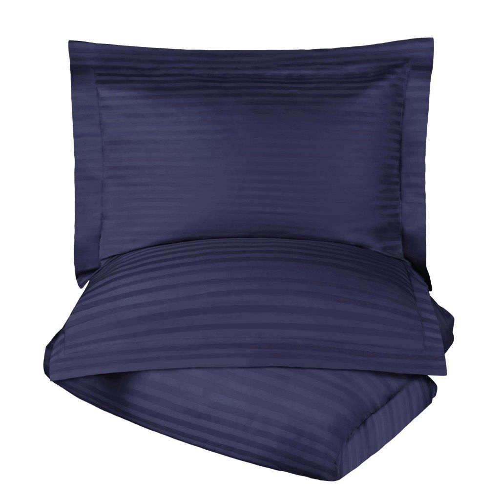 Luxury Egyptian Cotton 600 Thread Count Duvet Cover Set - Queen Size, Striped Design for Bedroom Decor | Soft & Breathable Bedding Set for Hotels, Guest Rooms & Master Bedrooms