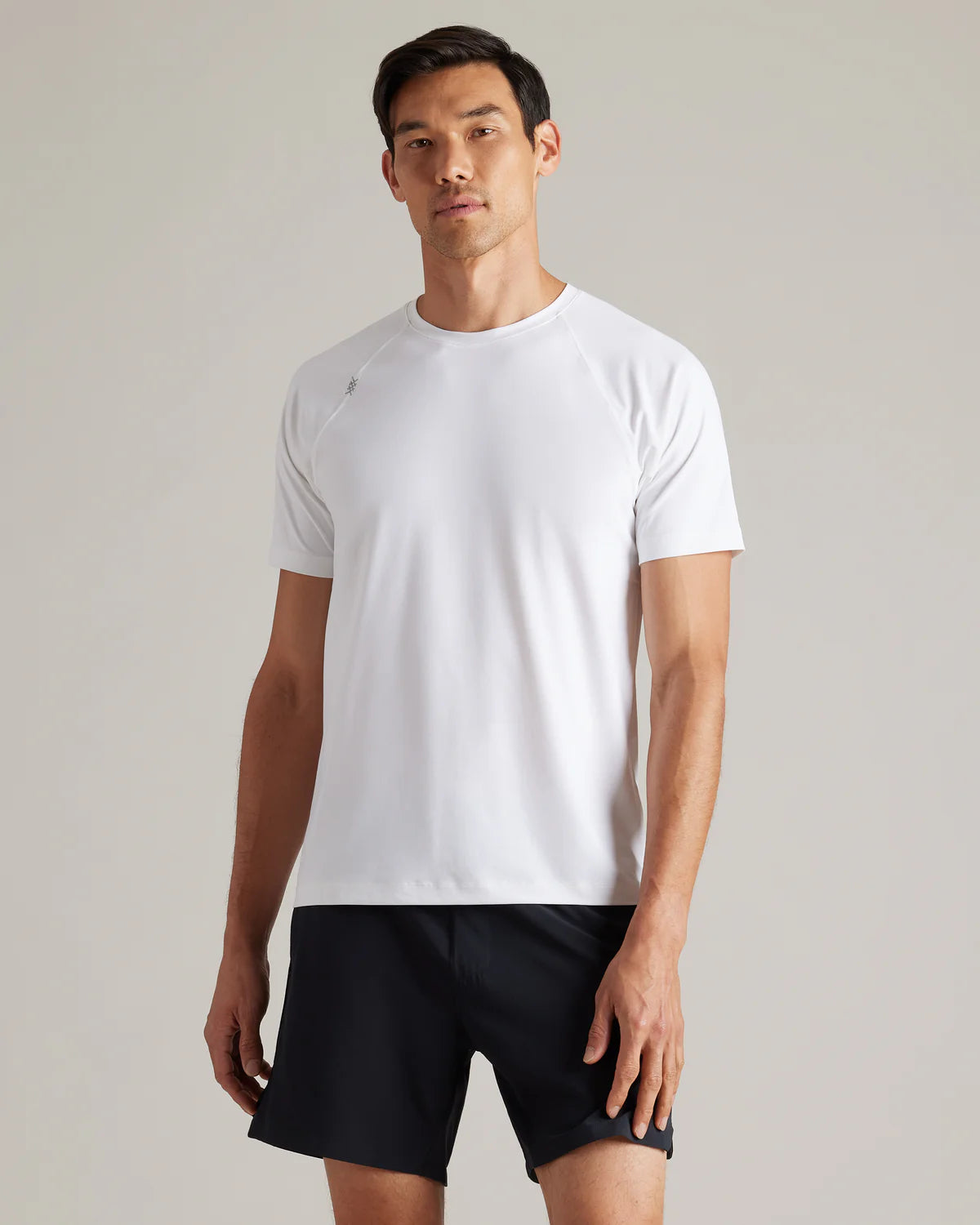 Rhone Men's Reign Trim Fit T-Shirt - White | Moisture-Wicking, Breathable Workout & Gym Shirt for Running, Training & Casual Wear