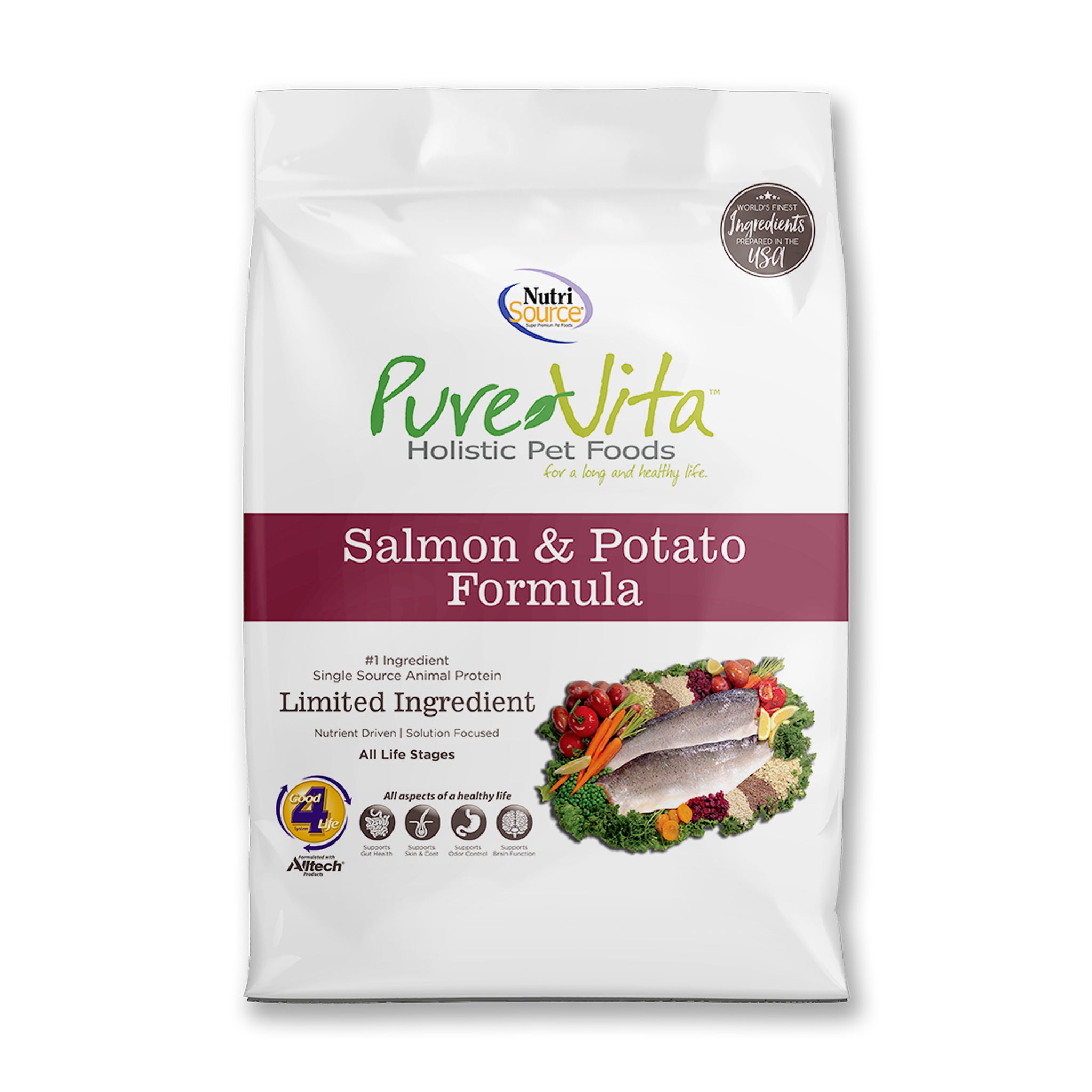 Pure Vita Salmon & Potato Grain-Free Dog Food - Premium Natural Recipe for Sensitive Stomachs - Perfect for Adult Dogs with Allergies or Digestive Issues