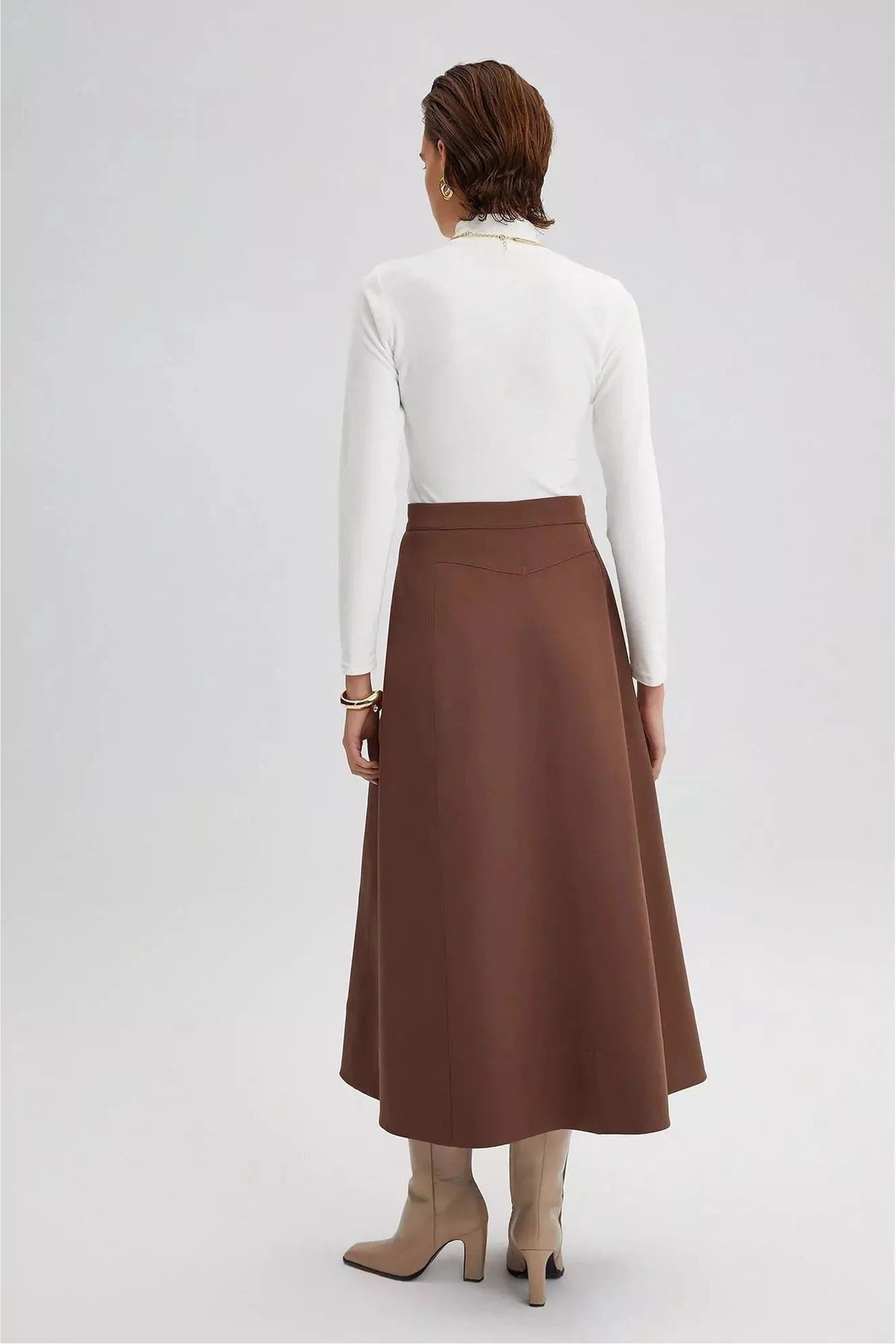 Stylish Crepe Skirt with Decorative Buttons - Perfect for Office Wear, Date Nights & Casual Outings