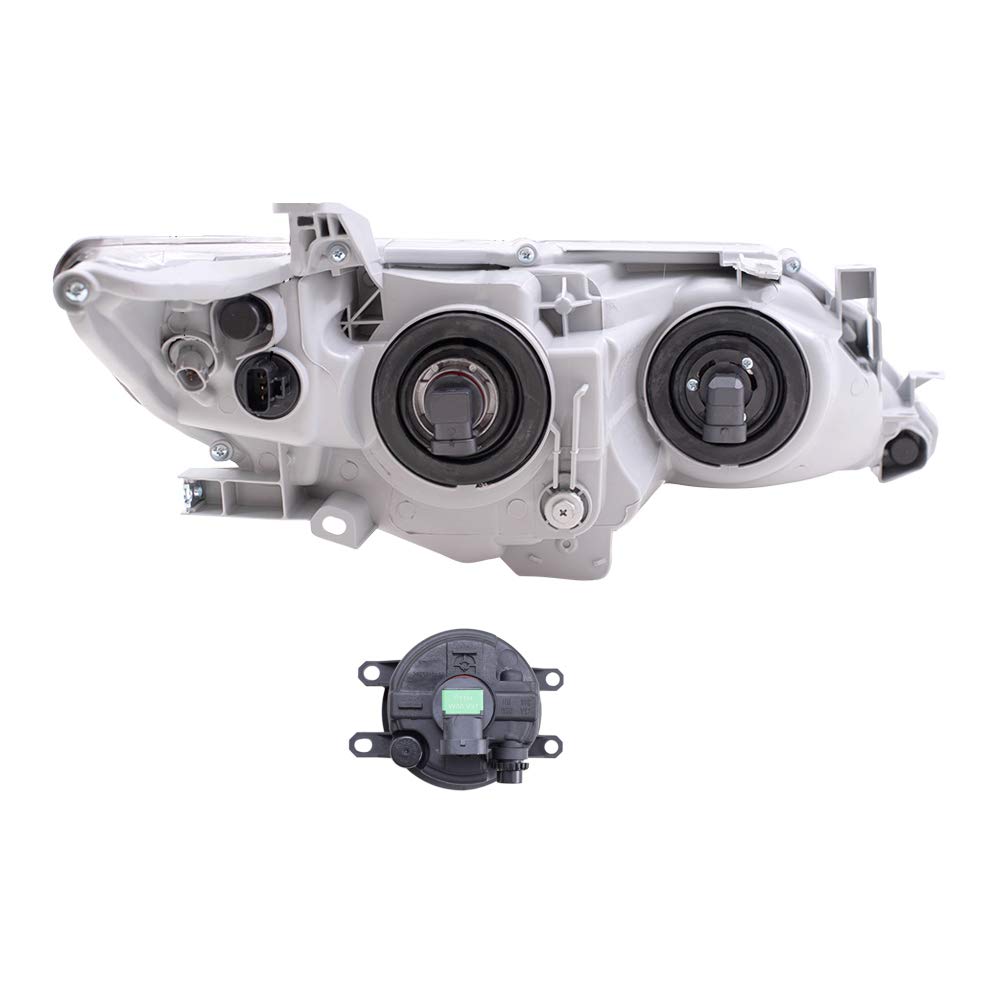 Brock Replacement Halogen Headlights & Fog Lights 4-Piece Set - Black Bezel for 2012-2014 Toyota Camry SE/SE Sport | Perfect for Night Driving & Enhanced Visibility