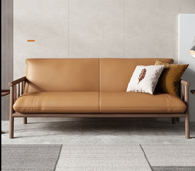 Nordic Japanese Style MILA Sofa - Solid Wood Frame, Eco-Friendly Vegan Leather - Perfect for Living Room, Lounge, and Modern Home Decor