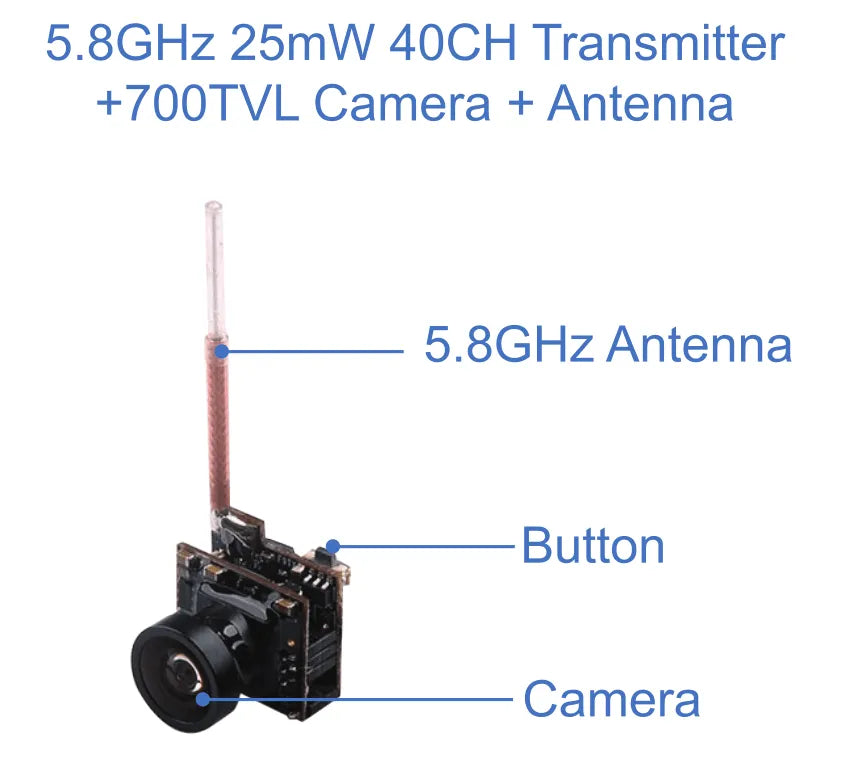 **HCF9 5.8G 40CH FPV Transmitter with 700TVL Camera & 25mW OSD for Racing Drones – Perfect for FPV Racing, Freestyle Flying, and Aerial Photography**
