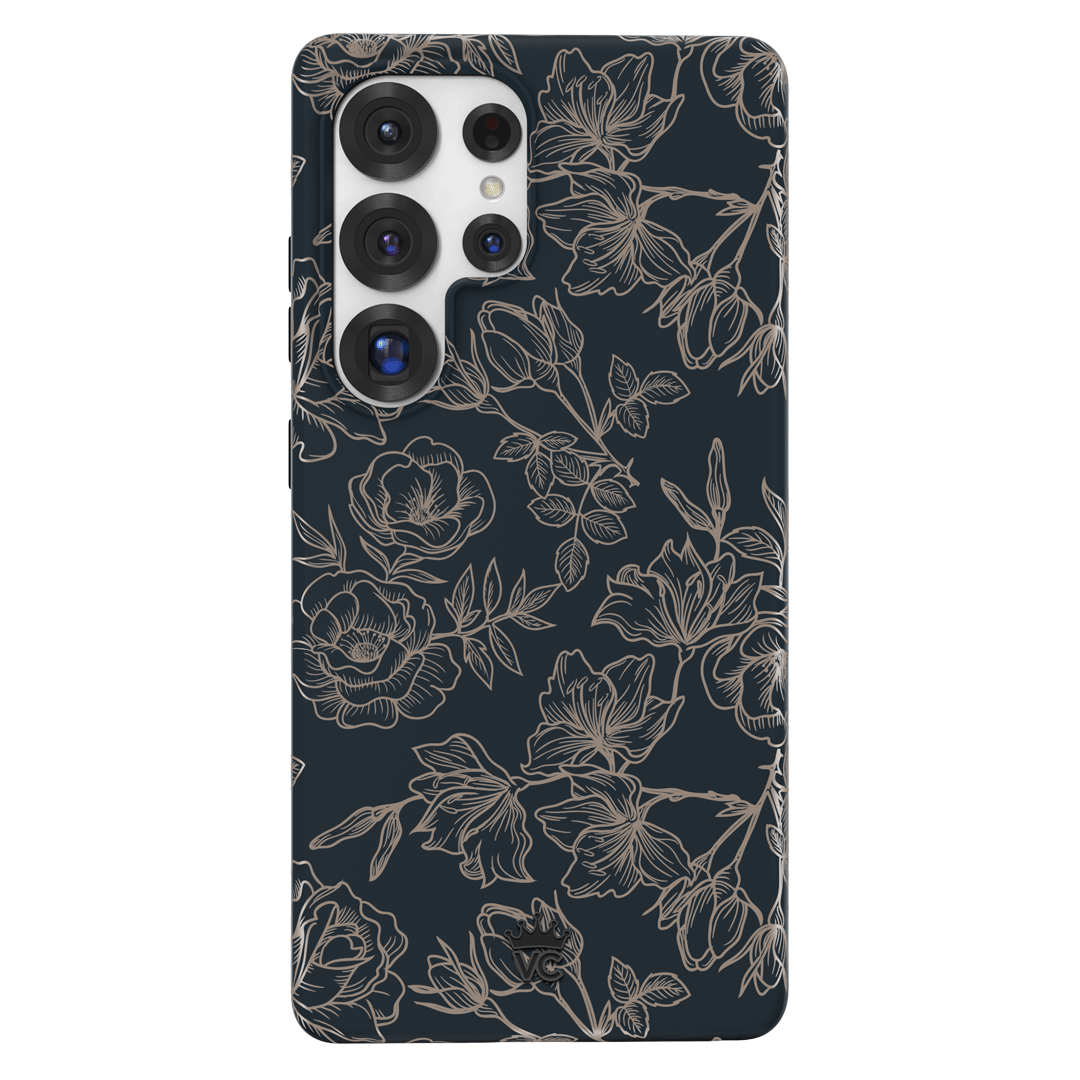 Floral Rose Gold Chrome Samsung Galaxy Phone Case - Elegant Protective Cover for Galaxy S21/S22/S23 - Perfect for Everyday Use & Special Occasions