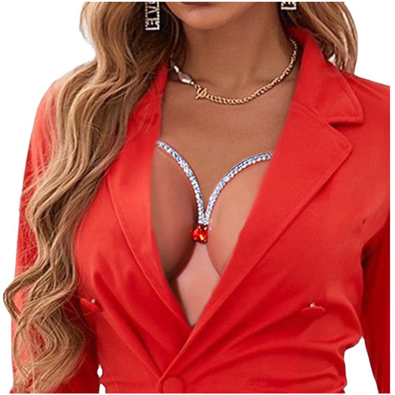 Sexy Rhinestone Body Chain for Women - Crystal Bikini Bra Jewelry, Chest Bracket Underwear Accessories | Perfect for Beach Parties, Music Festivals & Boudoir Photography