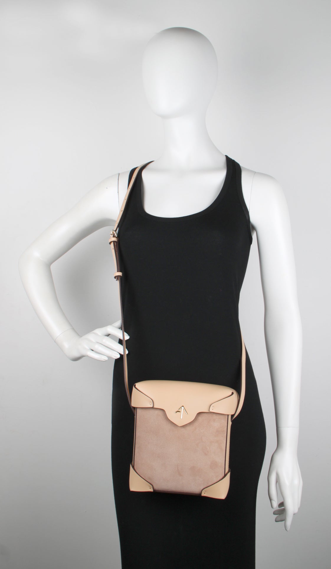 Luxury Mini Suede Crossbody Bag in Champagne/Powder - Perfect for Evening Parties, Date Nights & Special Occasions