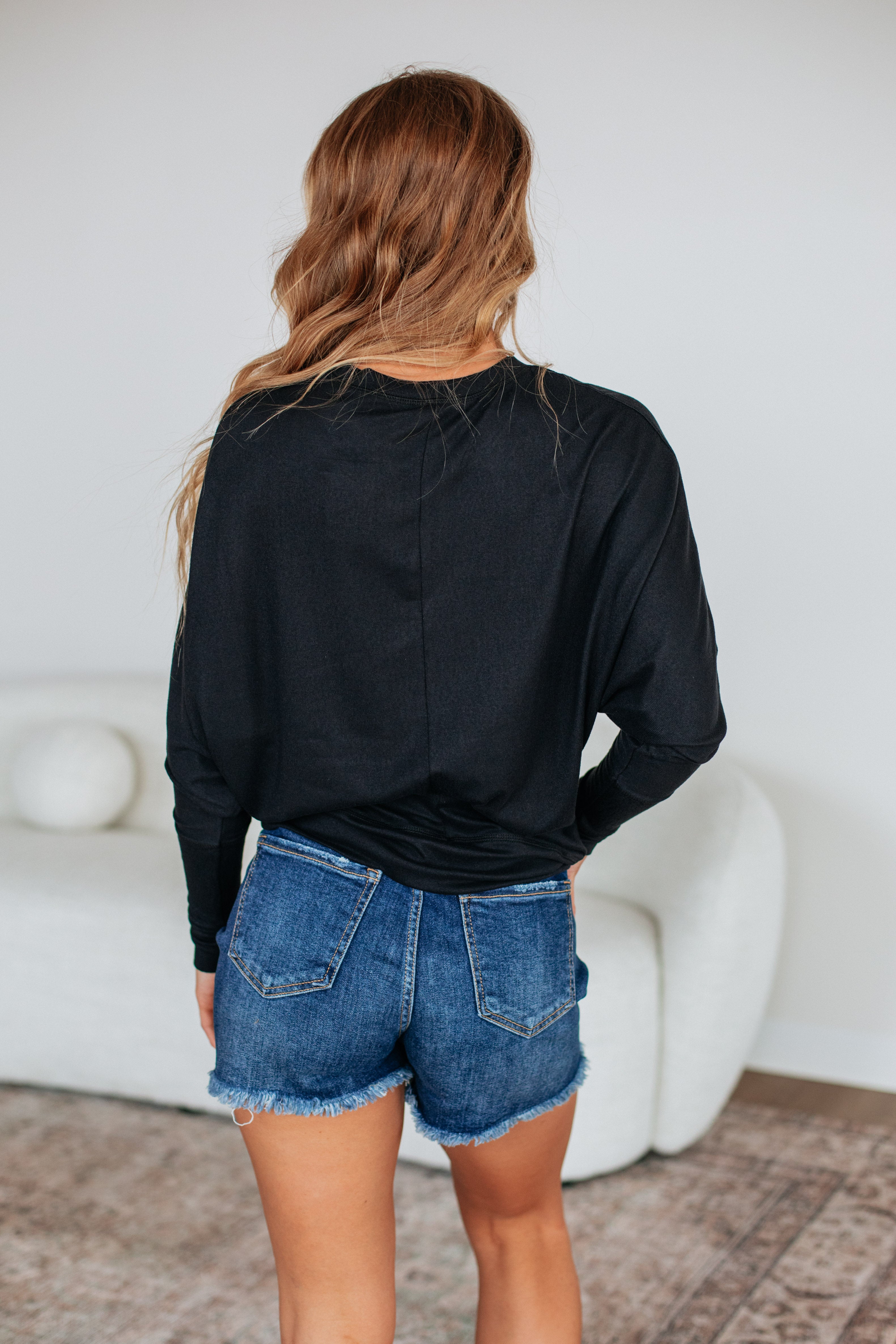 Ashby Dolman Top for Women - Black V-Neck Blouse for Casual & Office Wear | Elegant & Comfortable Tunic Shirt for Everyday Outfits