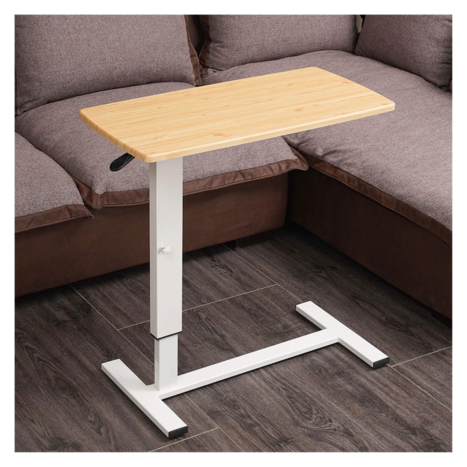 Adjustable Overbed Table with Wheels - Light Wood Grain Portable Laptop Desk (80x40cm) for Home Office, Hospital, and Bedroom Use - Perfect for Working, Studying, or Eating in Bed