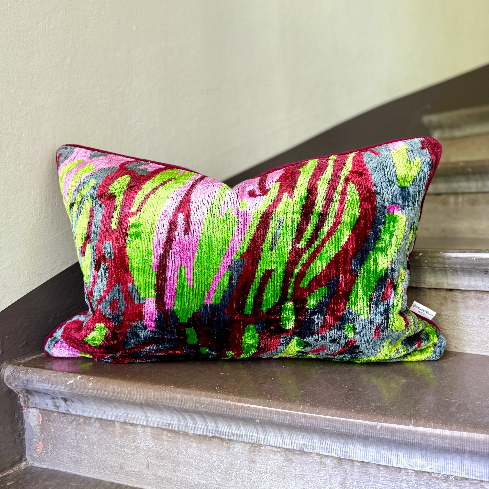 Luxury Velvet Ikat Cushion Cover - Boho Chic Decorative Throw Pillow for Sofa & Bed - Home Decor, Living Room & Bedroom Accent Pillow