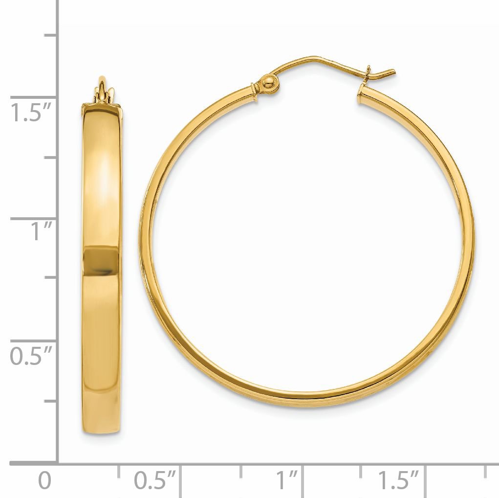 4mm Square Hoop Tube Earrings in 14K Solid Yellow Gold | Minimalist Dainty Everyday Jewelry for Women | Perfect for Work, Date Night & Special Occasions
