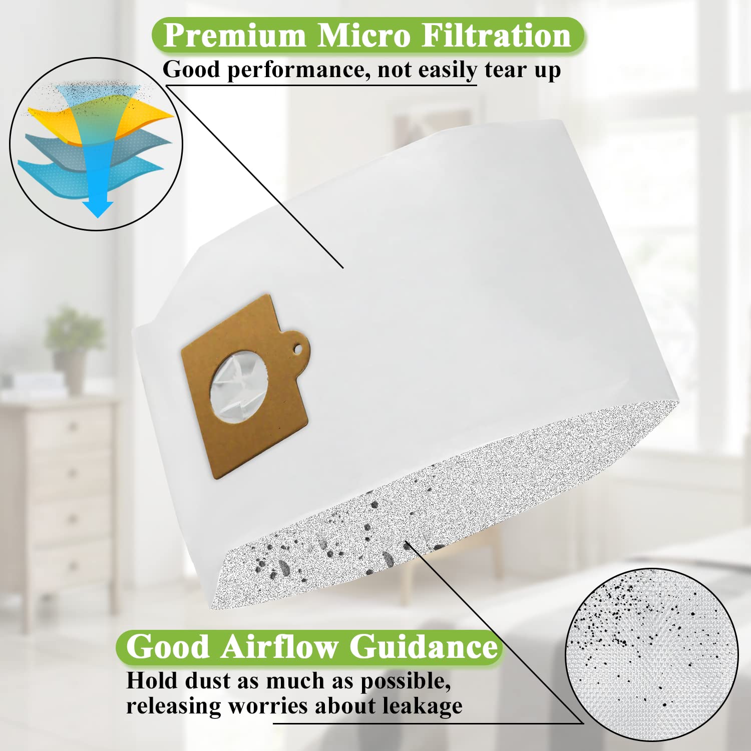 15-Pack Kenmore Canister Vacuum Bags Replacement - Compatible with Type C/Q 5055, 50557, 50558, 50104, C-5, C-18, C-19 Models - High Efficiency Dust Collection for Home Cleaning & Pet Hair Removal