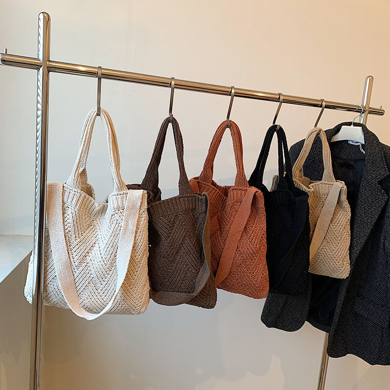 Stylish Japanese & Korean Wool Knitted Handbags for Women - Perfect for Work, Travel and Everyday Use