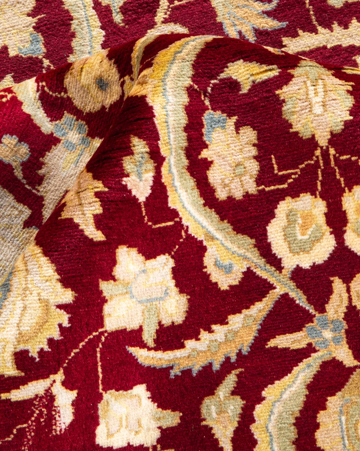 Handmade Wool Oriental Mogul Red 4x6 Area Rug - Solo Rugs One of a Kind Hand Knotted Traditional Design for Living Room, Bedroom & Home Decor