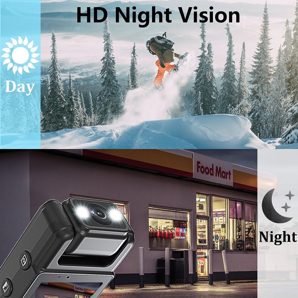 1080P Mini Body Camera - Portable Digital Video Recorder with Night Vision & WiFi | Wearable for Security, Police, Sports & Car Dash Cam
