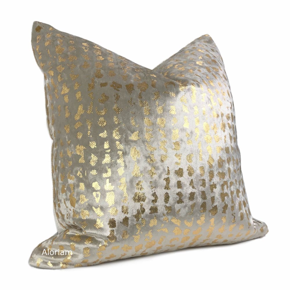 Matteo Champagne & Gold Metallic Leopard Print Pillow Cover - Luxury Home Decor for Living Room, Bedroom & Sofa