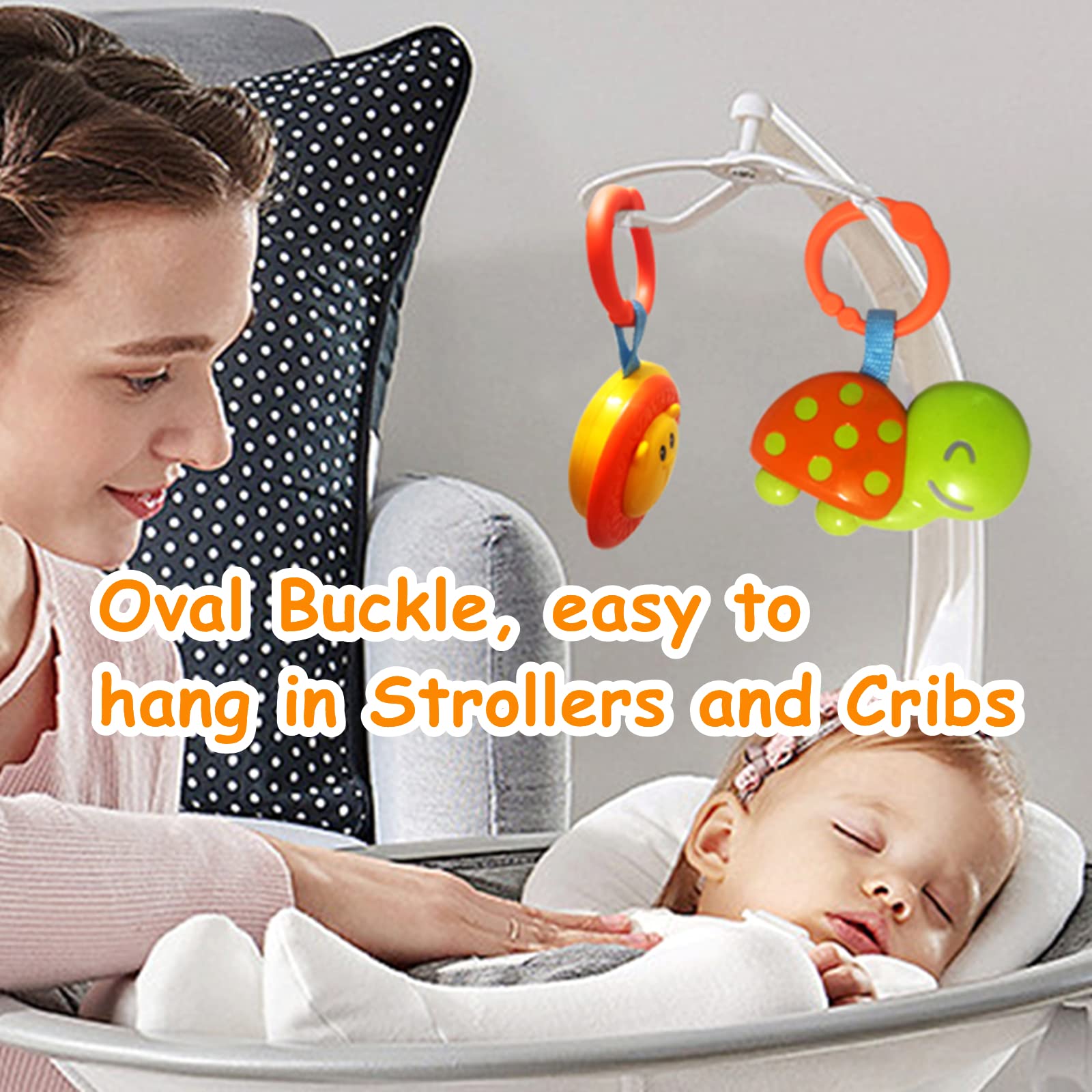 Cartoon Animal Hanging Rattle Toys for Babies - 4 Pack Handbells & Baby Rattles for Crib, Car Seat, Stroller - Perfect Newborn Gift for Birthdays & Travel | Stimulate Sensory Development & Playtime Fun
