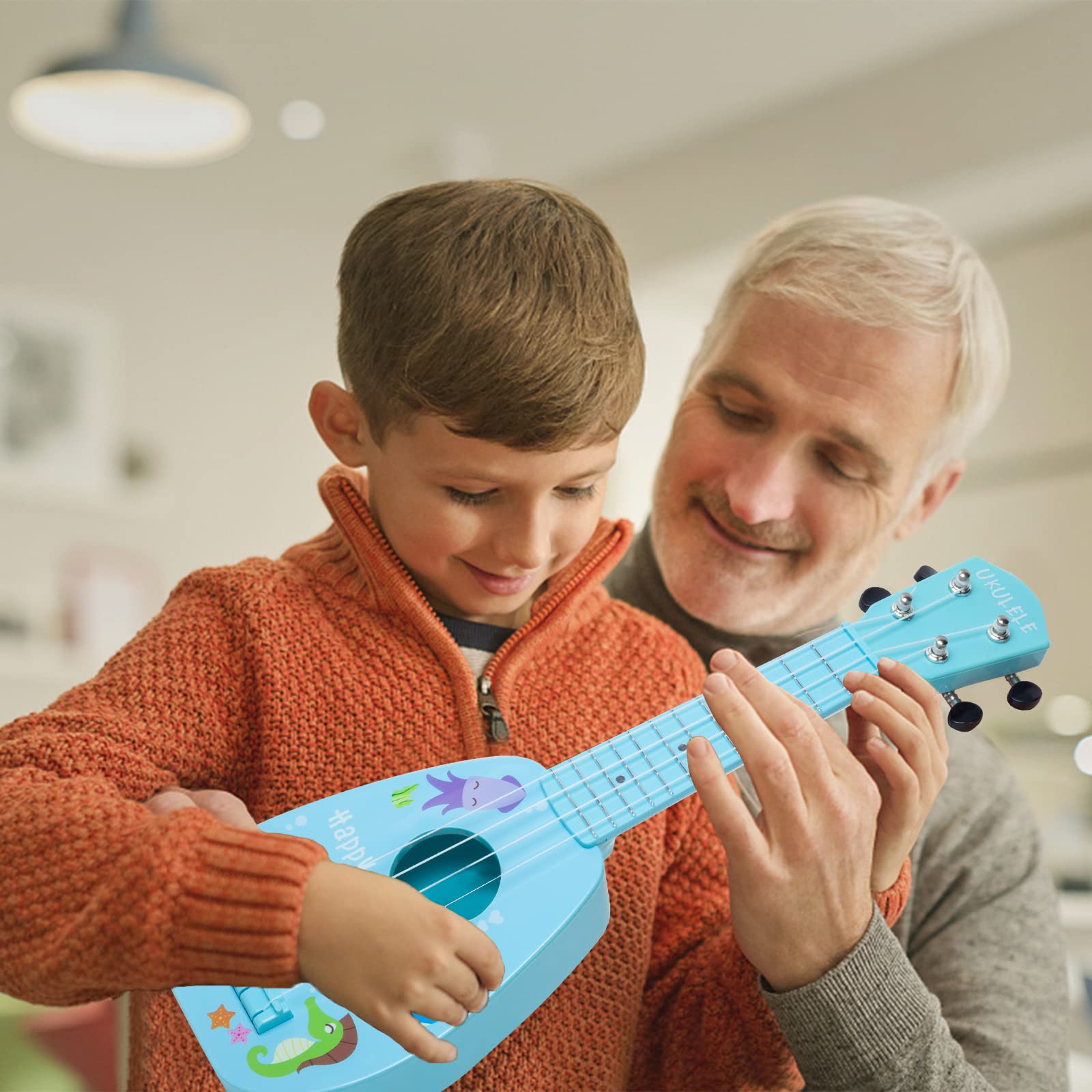 **YOLOPLUS+ 17 Inch Kids Ukulele Toy – 4-String Mini Guitar for Toddlers & Beginners – Educational Musical Instrument with Anti-Impact Design, Includes Picks, Strap & Tutorial – Perfect for Learning, Playtime & Early Music Development**
