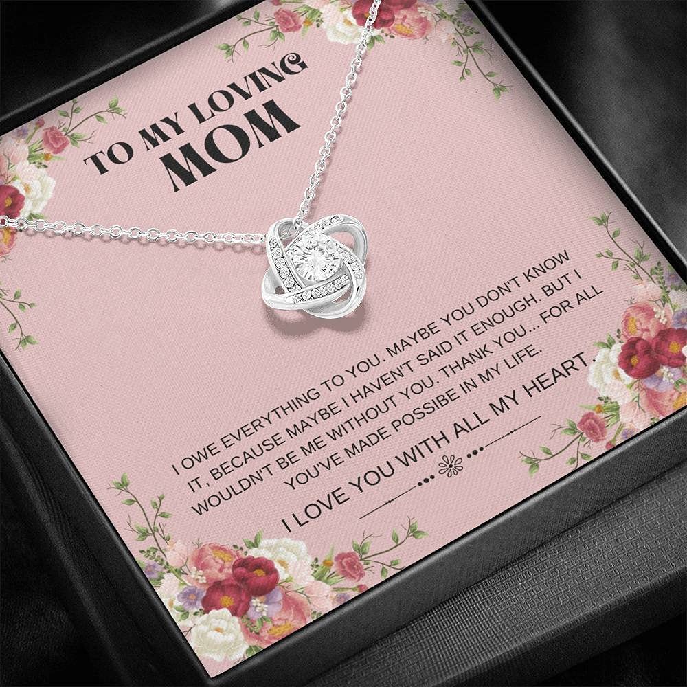 Personalized Love Knot Necklace for Mom - 'No Me Without You' Engraved Mother's Jewelry - Perfect Mother's Day Gift from Daughter or Son - Elegant Necklace for Women, Birthday Present, Anniversary Keepsake - Ideal for Everyday Wear, Special Occasions & Heartfelt Gifting